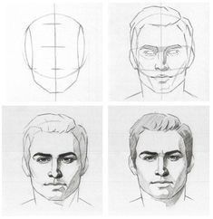 four different angles of the same face, each with one man's head and two men's eyes