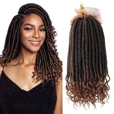 "18\" Goddess Faux Locs Crochet Hair Straight Faux Locs with Soft Curly Ends 24 Strands/Pack 4-6 Packs full head 100g per pack" Crochet Hair Straight, Straight Faux Locs, Goddess Faux Locs, Faux Locs Crochet, Locs Crochet, Goddess Locs, Kinky Curly Wigs, Synthetic Hair Extensions, Hair Straight