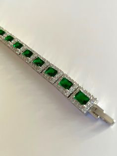 • zircon • platinum plated • bracelet Diamond Bracelet, Platinum, Emerald, Plating, Bracelet, White