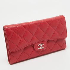 CHANEL Red Quilted Caviar Leather Classic L Flap WalletThis Chanel wallet is conveniently designed for everyday use. Crafted from quilted Caviar leather, the wallet opens to reveal slip compartments and multiple card slots, for you to neatly arrange your cash and cards. This stylish piece is complete with the famous interlocking CC on the front flap. Size: Height: 10.5 cm, Width: 2 cm, Length: 18 cmMaterial: LeatherThis item has been used and may have some minor flaws. Before purchasing, please refer to the images for the exact condition of the item. Red Quilts, Chanel Wallet, Balenciaga Designer, Chanel Bag, Gucci Bag, Louis Vuitton Bag, Backpack Bags, Luxury Bags