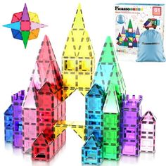 the colorful building blocks are next to each other