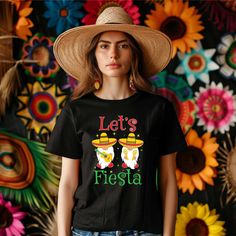 Let's Fiesta T-shirt, Mexican Party Tee, Funny Carnival Shirt, Festival Shirt, Drinking Shirt, Tequila Shirt, Holiday Shirt, Party Vibes Tee -----How To Order----- 1-) Please, check and review all photos 2-) Choose your t-shirt size and color *Different styles of shirts may have different shades of same color choice due to different manufacturer brands. *For this reason, we recommend you to match shirts from the same styles if you want precisely matching colors (exa. Unisex, V-neck, Tank top, etc.). 3-) Click add to cart. You can go back to add more product 4-)Click "Proceed to check out" 5-)When you check out, you can add a note to seller for any request. ---------- Product ---------- * 4.2 oz., 100% airlume combed and ringspun cotton, 32 singles. * Solid Colors:100% Airlume combed and ri Casual Crew Neck Tops For Festival, Festival Graphic Print Crew Neck Top, Graphic Print Crew Neck Top For Festival, Festival Crew Neck Top With Graphic Print, Casual Letter Print Tops For Festivals, Graphic Tee With Crew Neck For Festival, Short Sleeve Letter Print Festival Shirt, Short Sleeve Shirt With Letter Print For Festival, Festival Short Sleeve Shirt With Letter Print