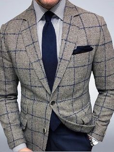 Mens Plaid Blazer, Casual Blazer Men, Plaid Tuxedo, Terno Slim Fit, Mens Business Casual, Gentlemen Style, Stil Masculin, Mens Casual Suits, Suits Style