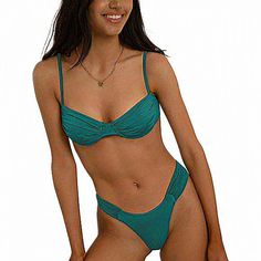 Women's Nylon Blue Swimsuit Spaghetti Straps Adjustable High Waist Bikini Large * 80% Nylon, 20% Elastane * Straps Closure * Topthe Bikini Top With Sculpted Underwire Cups With Chest Cushion, Ruched Front And Site Detailing And Straps That Can Be Removed To Transform Into A Bandeau. * Bottomthe Bikini Bottom Has Luxurious Features Which Include A Lustrous Shine And Double Lining For Comfort. Solid Color Nylon Swimwear With Padded Cups, Solid Nylon Swimwear With Padded Cups, Blue Nylon Swimwear With Built-in Bra, Solid Nylon Swimwear With Spaghetti Straps, Green Underwire Nylon Swimwear, Green Nylon Underwire Swimwear, Party Swimwear With Underwire In Nylon, Underwire Nylon Swimwear For Party, Nylon Underwire Swimwear For Party