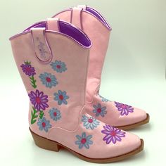 All Reasonable Offers Considered Msrp $59 Embroidered Floral Design Moisture Management Lining Removable Insoles Slip Resistant Polyurethane Mesh Lining Youth Girls Sizes 4 & 4.5 New With Tags - No Box Pink Embroidered Boots For Spring, Pink Embroidered Spring Boots, Pink Embroidered Round Toe Boots, Western Boots, Kids Shoes, Shoe Boots, Kids Shop, Floral Design, Mesh