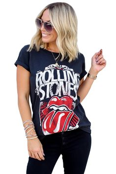 Rolling Stones Tee Rolling Stones Tee, Rolling Stones Logo, Choose Your Style, Striped Bodysuit, Vintage Plaid, Summer Tee, Fine Fabric, Plaid Tops, Rolling Stones