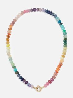 Rainbow Rondelle Necklace For Gift, Rainbow Rondelle Necklace Gift, Rainbow Gemstone Beaded Necklaces As A Gift, Rainbow Colored Round Stone Jewelry, Rainbow Round Single Strand Jewelry, Round Rainbow Stones Jewelry, Rainbow Colored Single Strand Round Jewelry, Rainbow Round Stone Jewelry, Rainbow Round Single Strand Necklace