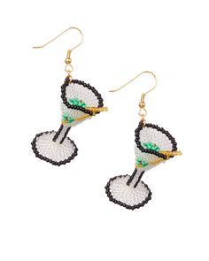 Our beaded take on the histories most glamorous and iconic cocktail - the Martini! Personally, we take ours extra dirty with vodka and olives but the choice is yours! Enjoy (ir)responsibly! Super light weight and dangly too. Glass beaded earrings with bronze earring hook. Height: 2" / 5.08 cm Please allow up to 3 weeks from the order date for your item to ship. Elegant Gold Cocktail Jewelry, Elegant Gold Jewelry For Cocktail, Summer Party Glass Jewelry, Party Beaded Glass Earrings, White Glass Jewelry For Party, Elegant Glass Earrings For Party, Susan Alexandra, Tulip Lamp, Cocktail Earrings