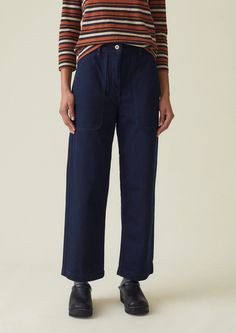 Blackhorse Lane Long Crop Jeans | Indigo | TOAST Cotton Plant, Indigo Denim, Shank Button, Indigo Dye, Crop Jeans, Trousers Women, Cropped Jeans, Breathable Fabric, In London