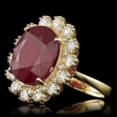 Luxury Ruby Cluster Ring For Formal Occasions, Classic Yellow Gold Gia Certified Ruby Ring, Classic Yellow Gold Ruby Ring Gia Certified, Luxury Red Ruby Cluster Ring, Gia Certified Yellow Gold Ruby Ring, Classic Red Oval Cluster Ring, Formal Ruby Cluster Ring With Round Cut, Formal Ruby Cluster Ring Round Cut, Gia Certified Fine Jewelry Red Ruby Ring