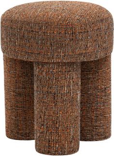 two brown tweed stools sitting next to each other