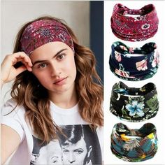 EseeAier Headbands for Women, Wide Boho Headbands Elastic Bandana Non-Slip Sweat Headwraps Hair Bands Headwear Fit All Head Sizes for Yoga, Workout, Sports, Running 4Pcs Headbands for Women, Wide Boho Headbands Elastic Bandana Non-Slip Sweat Headwraps Hair Bands Headwear Fit All Head Sizes for Yoga, Workout, Sports, Running 4Pcs [ High Quality Material boho headbands ] These women's headbands are made of polyester and spandex, which makes these women headbands soft and comfortable , you can use Womens Headbands, Boho Head Wrap, Ikat Kepala, Corak Bunga, Headband Women, Hair Accessories Set, Bandana Headband, Yoga Headband, Vintage Headbands