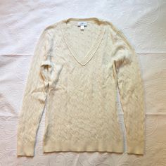 Cream Colored Cable-Knit Sweater With V-Neck. Super Cute Staple Piece! Approx. 26.5” Long, 16” Across Chest. Never Worn. In Excellent Condition. 46% Acrylic, 46% Nylon, 8% Rabbit Hair. Hand Wash. Full Care Information On Label. Open To Reasonable Offers. No Trades. Spring Cable Knit V-neck Sweater, Beige Cable Knit V-neck Top, Classic V-neck Textured Knit Sweater, Fitted Soft Knit V-neck Casual Sweater, Fitted Knitted V-neck Sweater, Cozy Cable Knit V-neck Top, V-neck Cable Knit Sweater For Spring, Cream V-neck Soft Knit Top, Fitted V-neck Soft Knit Sweater