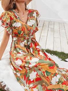 Product Name: Women's Beach Floral Dress V-neck Long Bohemian Dress Item NO.: zico_5305 Weight: 0.3 kg = 0.6614 lb = 10.5822 oz Category: Clothing> Women> Dresses & Skirts Creation Time: 2023-03-01 Edition type:LooseElasticity:No-ElasticityHem Type: Regular HemCollar/Neckline:V-NeckSleeve:Short SleeveThickness:Light-weightDesign Elements: FloralStyle: CasualMaterial:100%Polyester Washing Mode: Machine WashSize:One Size(Fit for US14-16,L-XL)Weight:250GTheme:Fit for Women's Spring Outfits/Autumn/F