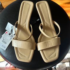 Very Comfortable Sandals. Size 36 Euro, Size 6 Usa. Made From High Quality Leather. Casual Faux Leather Mules For Summer, Casual Summer Faux Leather Mules, Casual Faux Leather Summer Mules, Summer Faux Leather Flat Heel Mules, Summer Flat Heel Faux Leather Mules, Summer Faux Leather Mules With Flat Heel, Casual Summer Heels In Faux Leather, Trendy Beige Faux Leather Sandals, Casual Summer Faux Leather Heels