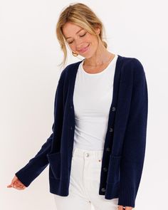 The Pura Cashmere boyfriend cardigan is a fusion of classic design and contemporary fashion, offering an essential and versatile addition to your wardrobe. Perfect for any season, this lightweight yet cozy layer is your new go-to for both comfort and style. It's ideal for enhancing any outfit, whether you're out for an evening stroll or relaxing at home. This women's cardigan, featuring convenient pockets, provides a comfortable, flattering fit for everyone. On cooler days, button it up for extr Boyfriend Cardigan, Cardigan With Pockets, Favorite Sweater, Womens Cardigan, Contemporary Fashion, Different Styles, Classic Design, For Everyone, Fashion Forward