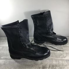 "Up on ETSY for buy it now is a pair of good condition, Vintage 90's Men's Combat Work Soft Toe Black Leather Motorcycle Biker Boots. Size 12 R, regular or medium width. Leather uppers. Rubber Rosearch soles. From smoke-free home. Clean inside and out. Very well built and sturdy. Approximate Outside Dimensions: 13 inches heel to toe by 4.25 inches across the ball of footwear by 1.25 inches tall heels by 10.25 inches tall. Sold as is gently used.  Please check out the pictures. If you need more p Vintage Combat Boots For Winter Outdoor, Vintage Winter Combat Boots For Outdoor, Vintage Steel Toe Moto Boots For Outdoor, Vintage Steel Toe Combat Boots For Outdoor, Vintage Combat Boots With Steel Toe For Outdoor, Vintage Black Moto Boots For Outdoor, Vintage Combat Boots For Winter Streetwear, Vintage Black Moto Boots With Snip Toe, Vintage Black Steel Toe Work Boots