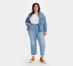 Ribcage Straight Ankle Women's Jeans (plus Size) - Light Wash | Levi's® US Sporty High Rise Jeans For Spring, Sporty High-waisted Jeans For Spring, Levi's Cropped Leg Bottoms For Fall, Casual High-cut Leg Pants For Spring, Spring Casual High-cut Leg Pants, Casual High-cut Leg Spring Bottoms, Casual High-cut Leg Pants For Fall, Levi's Mid-rise Streetwear Bottoms, Levi's High-waist Streetwear Bottoms