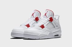 Jordan 4 Retro Metallic, Orange Jordan, Buty Jordan, Zapatillas Nike Jordan, Jordan 4 Red, Metallic Orange, Sneakers Box, Red Jordans, Jordan Retro 4