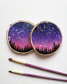 These Aurora Coasters are hand painted with acrylic paint, and sealed with water and heat resistant varnish.   Available in packs of 2 and 4 Wood Coasters Diy Painted, Wooden Coasters Diy, Coaster Painting, Wood Coasters Diy, Pottery Coasters, Painted Coasters, Young Farmers, Acrylic Painting Diy, Coaster Art