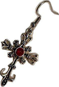 Red Gothic Gemstone Jewelry, Grunge Cross Earrings, Vintage Red Cross Jewelry, Goth Cross Earrings, Red Gothic Cross Necklace, Gothic Vampire, Cross Earrings, Red Crystals, Cross Charms