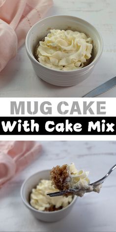 mug cake with cake mix in a bowl