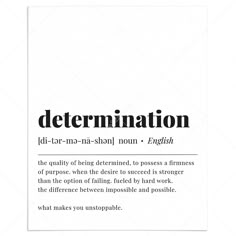 Determination Definition Print Instant Download by LittleSizzle Determination Definition, Determination Wallpaper, Harsh Study Motivation, Determination Aesthetic, Success Definition, Creative Definition, Quote Definition, Motivation Definition