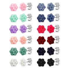 PRICES MAY VARY. 🌸【BOHO FLOWER EARRINGS SET】--One order includes 12 pairs colorful rose flower stud earrings, none of them is repeated. Every flower shape looks similar but unique. Inspired by bohemian and Hawaiian styles, blooming petals add a bright spot to your makeup, making your appearance more elegant. Choose your favorite color to meet your different needs. 🌸【RESIN SUCCULENTS STUD EARRINGS】-- Floral earrings are made of acrylic resin small flower and high quality stainless steel, which Resin Succulent, Blooming Succulents, Flower Earring, Cartilage Earrings Hoop, Colorful Roses, Flower Stud Earrings, Earring Studs, Steel Post, Flower Stud