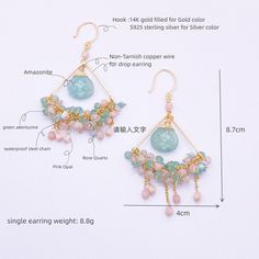 Bohemian Dangle Earrings For Beach, Bohemian Earrings With Ear Wire For Vacation, Bohemian Drop Earrings For Vacation, Handmade Bohemian Jewelry For Spring, Summer Vacation Ear Wire Earrings, Summer Vacation Earrings With Ear Wire, Wire Wrapped Chandelier Earrings For Festivals, Elegant Summer Chandelier Earrings With Dangling Beads, Adjustable Wrap Earrings For Summer Gifts