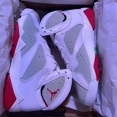 Jordan 7 Hare (2015) Size 6.5 Never Worn, Brand New Style: 304774 125 White Sporty Jordan Shoes With Contrast Sole, Sporty White Jordan Shoes With Contrast Sole, White Jordan Shoes With Contrast Sole For Sports, Casual White Jordan Shoes With Contrast Sole, White Jordan Shoes With Branded Insole, White Jordan Shoes With Contrast Sole, White Jordan Shoes With Red Sole, Lace-up, White High-top Jordan Shoes With Red Sole, White High-top Basketball Shoes With Red Sole