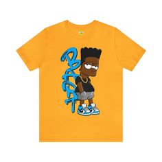 Celebrate culture and nostalgia with our Black Bart Simpson TShirt! This Bella Canvas 3001 shirt features a unique illustration of Black Bart, paying homage to the iconic 90s character. Made from 100% combed and ring-spun cotton, this tee offers a soft and comfortable fit. Perfect for fans of urban streetwear and vintage cartoons, this tee is a must-have addition to your wardrobe. Available in a range of sizes, grab your Black Bart Simpson Tee today and showcase your unique style! Key Features: Blue Pop Culture T-shirt With Character Print, Retro Streetwear Tops With Cartoon Print, Hip Hop Cartoon Print Tops For Streetwear, Retro Tops With Cartoon Print For Streetwear, Crew Neck Shirt With Cartoon Print For Streetwear, Retro Cartoon Print Tops For Streetwear, 90s Character Print Tops For Streetwear, Hip Hop T-shirt With Character Print For Fans, Pop Culture Cartoon Print T-shirt For Streetwear