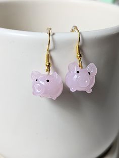 Pig charm earrings! Cute for pig lovers (人*'｡*ﾟ+ Kawaii Silver Dangle Earrings, Cheap Kawaii Drop Earrings, Kawaii Drop Earrings, Pig Earrings, Pig Jewelry, Pig Lovers, Earrings Cute, Charm Earrings, Jewelry Earrings Dangle