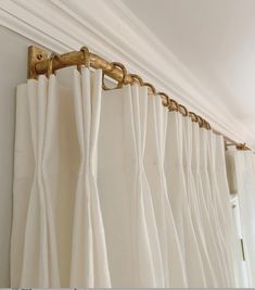 Curtains living room Romantic Window Treatments, Brass Curtain Rod White Curtains, Purple Rooms, Custom Drapes, Drapery Panels, Valances, Interior Design Studio, My New Room, Window Coverings