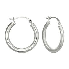 Add a fashionable touch to any ensemble with these Forever 14K 14k White gold polished tube hoop earrings. Click on this JEWELRY & WATCHES GUIDE to learn about fit, styles, materials and more! Add a fashionable touch to any ensemble with these Forever 14K 14k White gold polished tube hoop earrings. Click on this JEWELRY & WATCHES GUIDE to learn about fit, styles, materials and more! FEATURES Dimensions: 20 mm x 2.5 mm Backings: click-it Nickel free Metal: 14k white gold Plating: rhodium Finish: polished Packaging: boxed Please note, due to the high value of this item, a signature may be required upon delivery. Size: One Size. Color: Yellow. Gender: female. Age Group: adult. Modern Hallmarked Hoop Earrings For Everyday, Modern Everyday Hoop Earrings, Classic Tarnish Resistant White Gold Hoop Earrings, Hypoallergenic Hoop Earrings For Formal Occasions, Classic Small Hoop Earrings With Shiny Finish, Classic White Gold Tarnish Resistant Hoop Earrings, Minimalist Hoop Earrings With Shiny Finish For Formal Occasions, Silver Jewelry With Smooth Finish And Round Shape, Minimalist White Gold Hoop Earrings For Formal Occasions