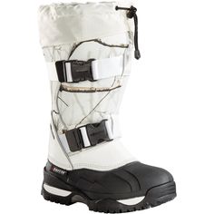 Whether we're hunting or ice fishing, the Baffin Impact Snow Boot keeps our toes toasty while we're standing still. The removable inner boot features multiple insulating layers from foam to wool to a reflective membrane, while the waterproof outer boot and cinching collar stop the snow and ice from coming in. When we're on the move, a moisture-managing layer wicks away sweat and dries off quick, ensuring our feet stay dry. Plus, with the sole's tread immune to the cold, it gives us reliable Functional White Outdoor Boots, White Insulated Boots For Outdoor Activities, Waterproof Winter Boots For Camping, Winter Waterproof Boots For Camping, White Hiking Boots For Winter, Functional Insulated Boots For Camping, Insulated White Waterproof Boots For Outdoor, Winter Camping Waterproof Boots, Outdoor White Boots With Reinforced Toe