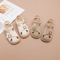 Step into summer sunshine with these adorable Front Buckle Platform Sandals! ✨ Little fashionistas will love the trendy platform heel and stylish buckle, while parents will appreciate the comfy PU lining and non-slip rubber sole for worry-free play. ☀️ Made with soft, breathable leather, these toddler girl shoes and little girl sandals are perfect for all-day adventures, from the playground to the park! Velcro closures make them easy to put on and take off, so your little one can focus on fun in Chunky Platform Open Toe Sandals For Beach, Spring Beach Footbed Sandals With Chunky Platform, Casual Footbed Sandals With Chunky Platform For Spring, Chunky Platform Footbed Sandals For Summer, Summer Footbed Sandals With Chunky Platform And Round Toe, Casual Open Toe Footbed Sandals With Chunky Platform, Beige T-strap Sandals For Summer, Casual Chunky Platform Slingback Sandals, Trendy Buckle Closure Wedge Sandals For Vacation