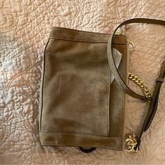 Minkoff Bag Rebecca Minkoff Bag, Brown Bags, Nailhead Trim, Boot Bag, Gold Nails, Brown Suede, Rebecca Minkoff, Adjustable Straps, Bag Lady