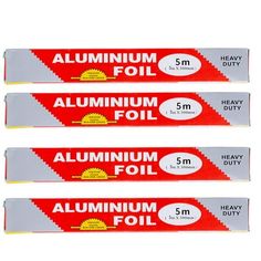 three tubes of aluminum foil sitting next to each other