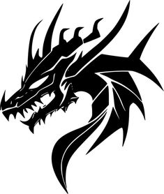 a black and white dragon tattoo design