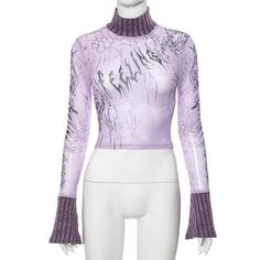 Please refer to our sizing chart for a guideline when choosing a size. 5 business days order processing time. 90% polyester 10% spandex High Neck Mesh Tops With Sheer Sleeves, Fitted Trendy Mesh Top For Winter, Trendy Fitted Mesh Top For Winter, Trendy Winter Mesh Top With Sheer Sleeves, Winter Trendy Fitted Mesh Top, Stretch Mesh Turtleneck Top, Trendy High Stretch Sheer Mesh Top, Trendy Sheer Mesh Top With High Stretch, Trendy Winter Tops With Mesh Sleeves