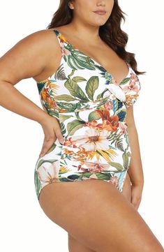 Relax by the water in this comfy one-piece with supportive multifit cups, a surplice V-neck and ruched sides. Adjustable straps   Removable soft cups   Full back coverage   82% recycled nylon, 18% elastane   Hand wash, dry flat   Imported Swim Suit, One Piece Swimsuit, Adjustable Straps, Salt, Size 12, Hand Wash, Nordstrom, One Piece, Plus Size