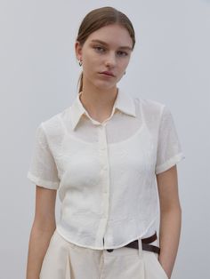 Editor's notesTRIP LE SENS' stylish and trendy cropped-length shirt is made of pleats fabric with a breathable and comfy fitting.- Button closure- Regular collar- Pleats fabric- Cropped length- Breathable and comfy fabricMeasurements(in.)S/M- Length: 18.89 / 19.29 in.- Shoulder: 14.96 / 15.74 in.- Chest: 18.11 / 18.89 in.- Sleeve: 7.08 / 7.48 in.Model infoMan - 6'03 Fitting size LWoman - 5'64 Fitting size MComposition & Care- 80% Polyester, 20% Nylon- Dry cleaning- Do not tumble dry- Do not bleach- Iron at low temperature with clothDesigner- by TRIP LE SENS Chic Fitted Cropped Shirt With Collar, Elegant Collared Cropped Shirt For Spring, Chic Fitted Cropped Shirt For Daywear, Chic Fitted Cropped Shirt With Short Sleeves, Elegant Cropped Button-up Shirt For Spring, Chic Fitted Short Sleeve Cropped Shirt, Chic Short Sleeve Cropped Shirt, Elegant Button-up Cropped Shirt For Spring, Elegant Spring Cropped Shirt With Button Closure