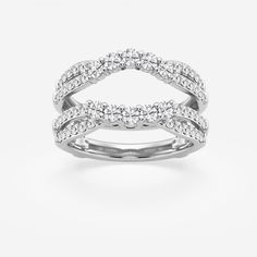 a white gold ring with diamonds on it