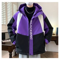 Fall/Winter Thickened Fleece Jacket For Teenagers  Material: 100% polyester  Size: M, L, XL, 2XL,3XL, 4XL, Color: Red, Purple, Khaki, Green  Season: Spring, Fall, Winter   Occasion: Leisure, Outdoor, Daily, Vacation,Fall Outfits Purple Techwear, Donatello Aesthetic, Colorful Techwear, Purple Outfits Men, Fall Outfits Pinterest, Purple Streetwear, Cyberpunk Clothes, Future Clothes, Purple Jacket