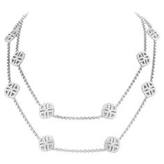 Necklace in 18kt white gold set with 1710 diamonds 13.75 cts (108 cm) White Gold Set, Women Diamond, Gold Set, Jewelry Necklace Pendant, Diamond Necklace, Silver Necklace, Jewelry Necklaces, Diamonds, White Gold