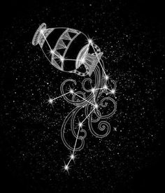 a black and white drawing of a hat with stars in the night sky behind it