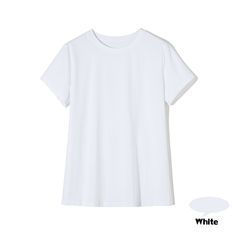 Elastic Plain Cotton T-Shirt for Women - Wnkrs White Stretch Cotton T-shirt, Classic White Stretch T-shirt, White Solid Color Cotton Shirt, White Cotton Solid Color Shirt, White Stretch T-shirt For Summer, White Stretch Plain T-shirt, Basic Stretch T-shirt In Solid Color, Basic Stretch Solid Color T-shirt, White Solid Color Crew Neck T-shirt