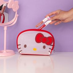 Sanrio Hello Kitty Cosmetic Bag New Cute Red Bags For Personal Use, White Hello Kitty Pouch Bag, Cute Red Bag With Removable Pouch, Cute Red Bags With Removable Pouch, Hello Kitty Red Bag For Everyday Use, Red Hello Kitty Print Bag For Gift, Red Hello Kitty Print Bag As Gift, Red Hello Kitty Bag For Everyday Use, Red Hello Kitty Print Bag For Everyday Use