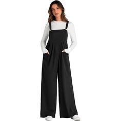 Material: Our Wide Leg Jumpsuits Is Crafted From A Blend Of 66.7% Rayon And 32.4% Polyester, Ensuring A Soft, Comfortable, Stretchy, Lightweight, And Breathable Waffle Knit Fabric. Design: This Womens Overalls Features A Loose Fit With Fashionable Baggy Jumpsuit, Adjustable Straps, Functional Buttons, And Two Side Pockets. Its Sleeveless Design And Solid Color Make It A Chic And Casual Summer Outfit, Perfect For Vacations. Matching: Pair This Sleeveless Jumpsuit With Tank Tops, Tube Tops, T-Shir Cheap Dark Wash Overall Jumpsuits And Rompers, Affordable High Waist Overalls With Button Closure, Cheap Wide Leg Spring Overalls, Cheap High-waist Overalls With Button Closure, Baggy Jumpsuit, Womens Overalls, Wide Leg Jumpsuits, Rompers Womens Jumpsuit, Tube Tops