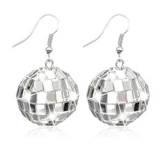 PRICES MAY VARY. Disco Ball Earrings:This disco ball earrings features a simple and unique design style that can be paired with all your clothing and is suitable for wearing in all scenarios. Colorful Disco Earrings:This disco ball earrings adopts various design styles, giving people a good sense of design, suitable for different facial shapes, and is very beautiful. High Quality:This jewelry is made of high-quality materials and can be worn for a long time without putting any burden on you. Bes Metal Plug Earrings For Party, Nickel-free Metal Hoop Earrings For Party, Metal Plug Earrings For Pierced Ears Party, Metal Round Earrings For Party, Retro Dangle Jewelry For Party, Round Metal Earrings For Party, Metal Round Party Earrings, Trendy Silver Halloween Earrings, Round Metal Party Earrings